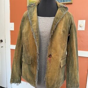 Women’s Olive Green Distressed Corduroy Blazer
